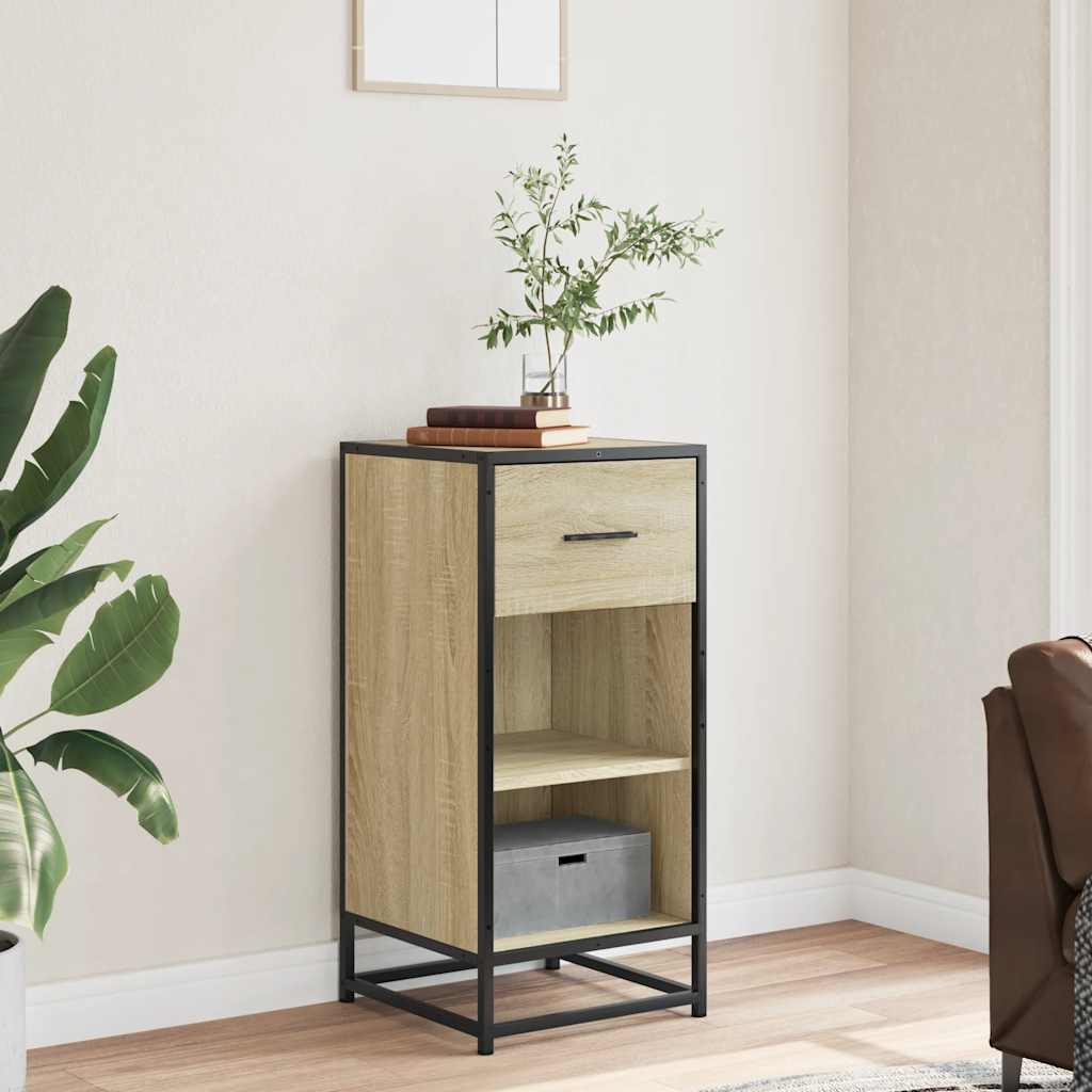 Dressoir 35,5x35x76 cm bewerkt hout en metaal sonoma eikenkleur