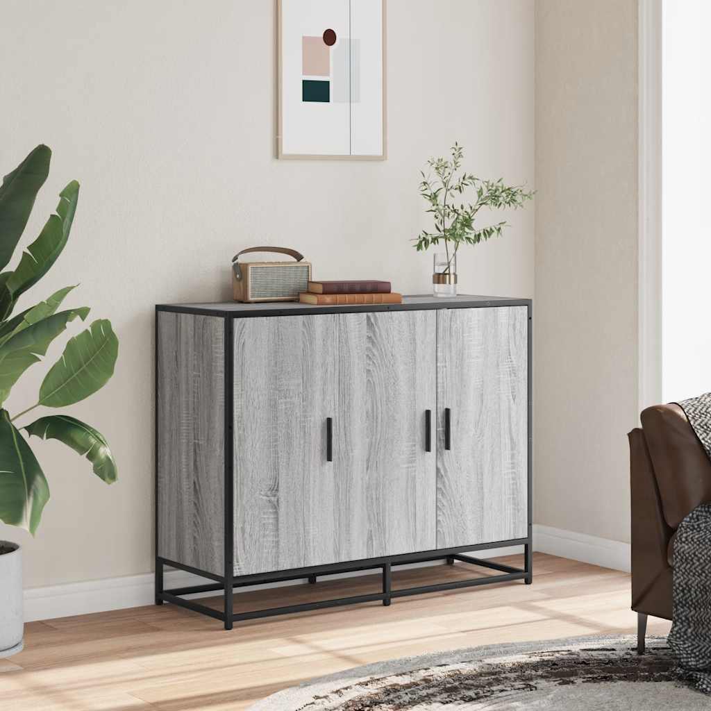 Dressoir 94x35x76 cm bewerkt hout grijs sonoma eikenkleurig