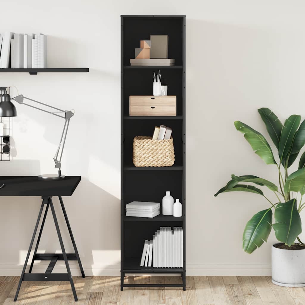 Boekenkast 40x35x170,5 cm bewerkt hout zwart