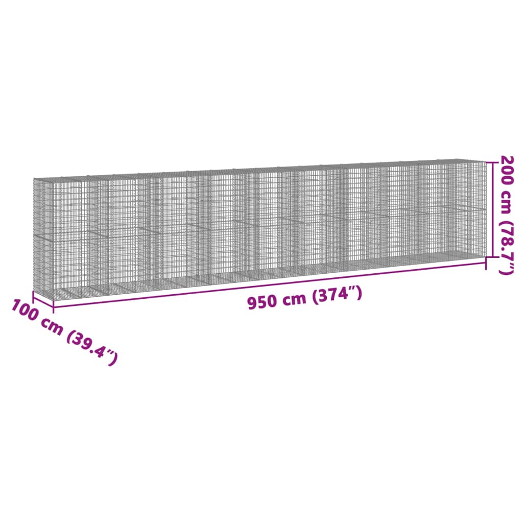 Schanskorf Gegalvaniseerd Ijzer Zilverkleurig Artisanaal Eikenkleurig 950 x 100 x 200 cm