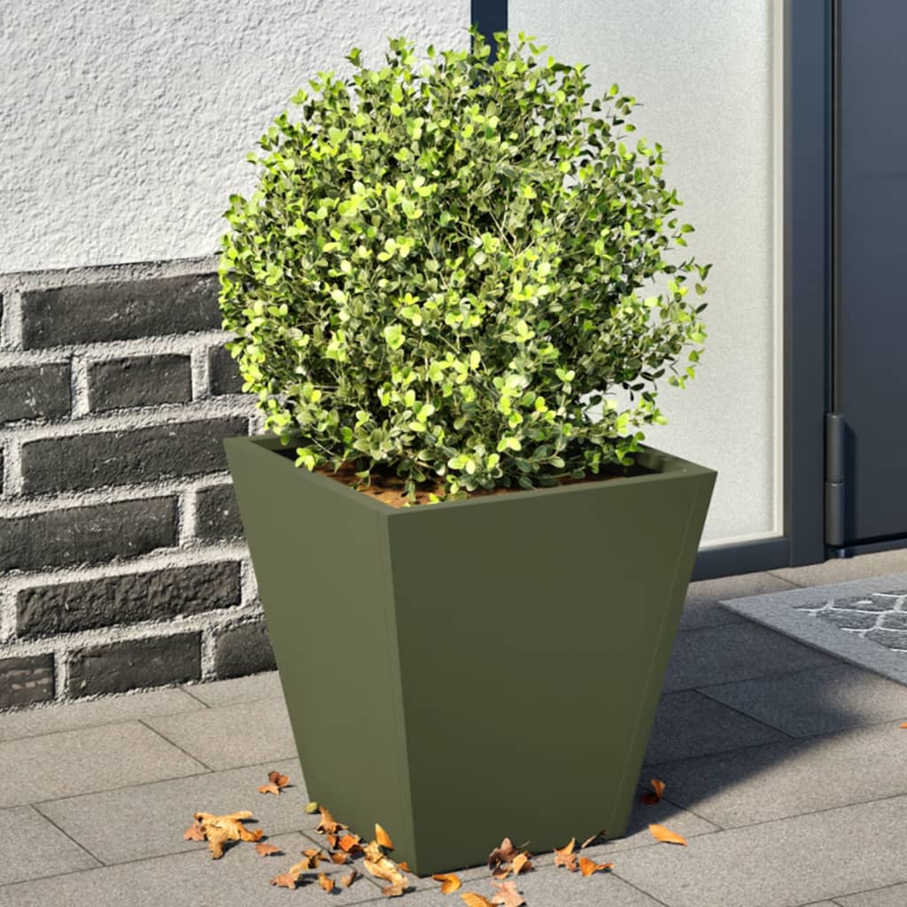 Plantenbakken Staal Olijfgroen 2 30 x 30 x 30 cm Staal/Groen