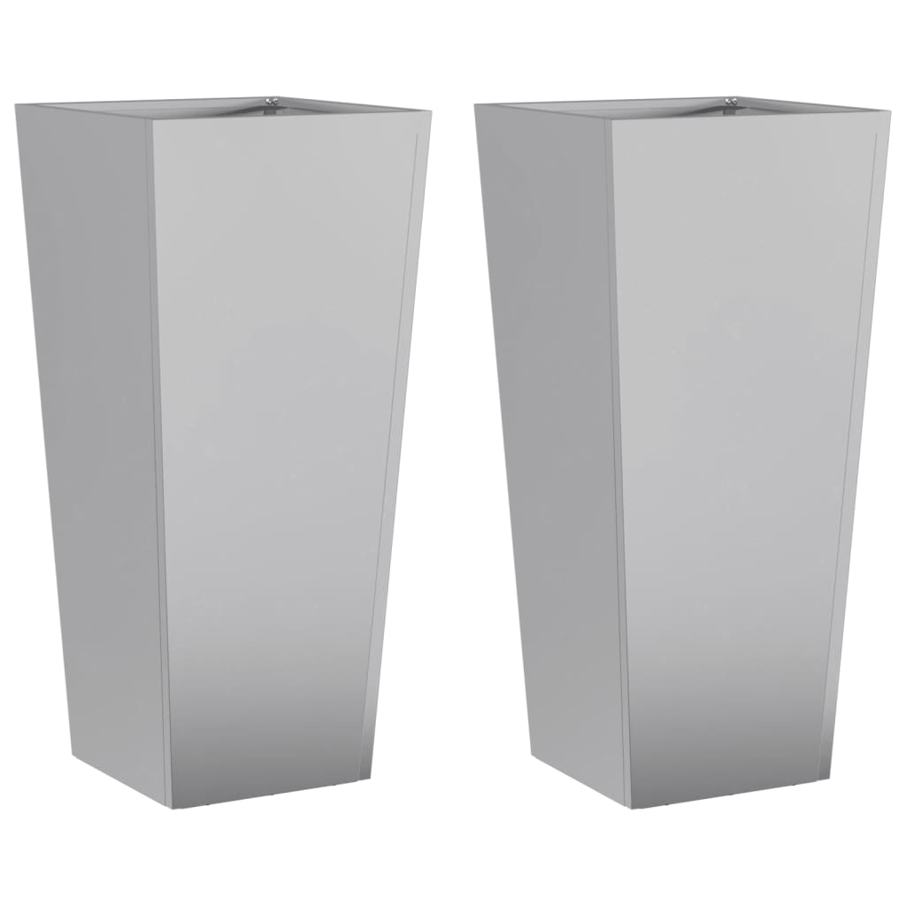 Plantenbakken Gegalvaniseerd Staal 2 35 x 35 x 75 cm Gegalvaniseerd staal/Grijs