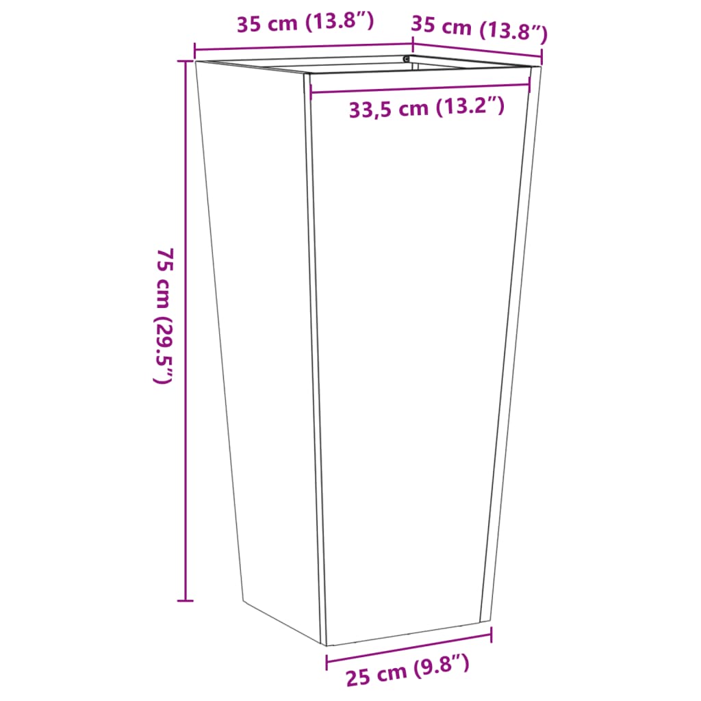 Plantenbakken Gegalvaniseerd Staal 2 35 x 35 x 75 cm Gegalvaniseerd staal/Grijs