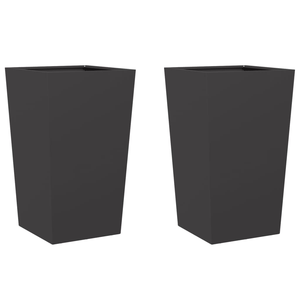 Plantenbakken Staal Zwart 2 45 x 45 x 75 cm Staal/Zwart