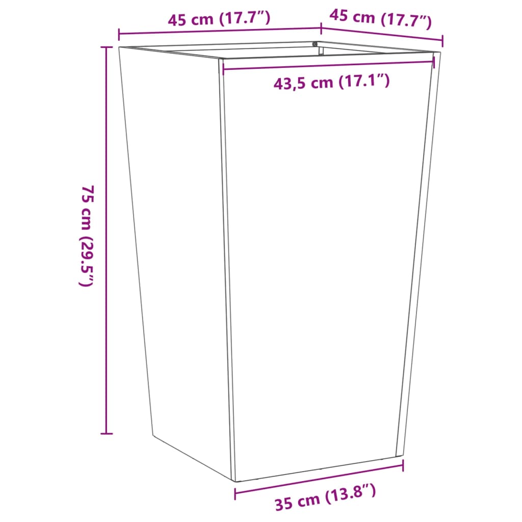 Plantenbakken Staal Zwart 2 45 x 45 x 75 cm Staal/Zwart