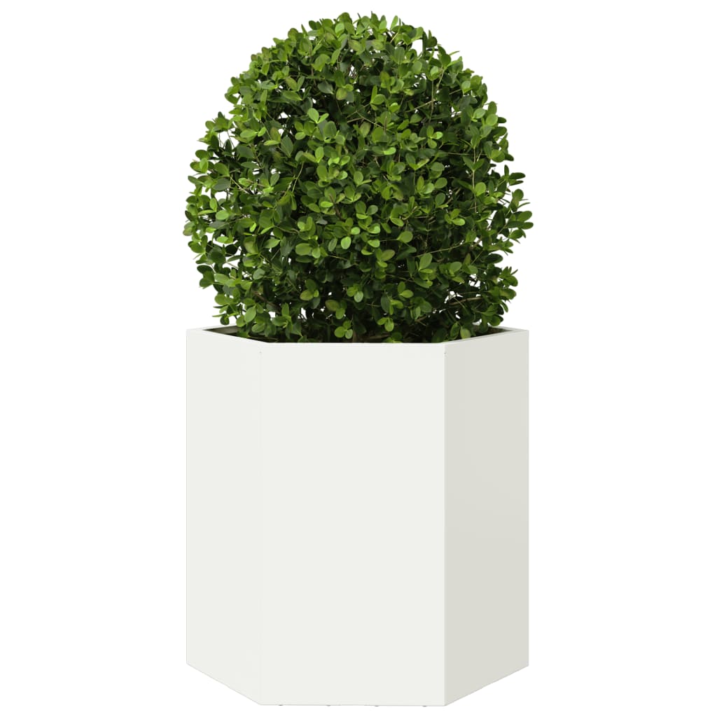 Plantenbakken Zeshoek Staal Wit 2 46 x 40 x 45 cm Staal/Wit