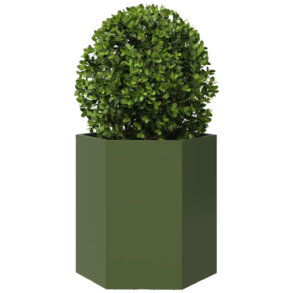 Plantenbakken Zeshoek Staal Olijfgroen 2 46 x 40 x 45 cm Staal/Groen
