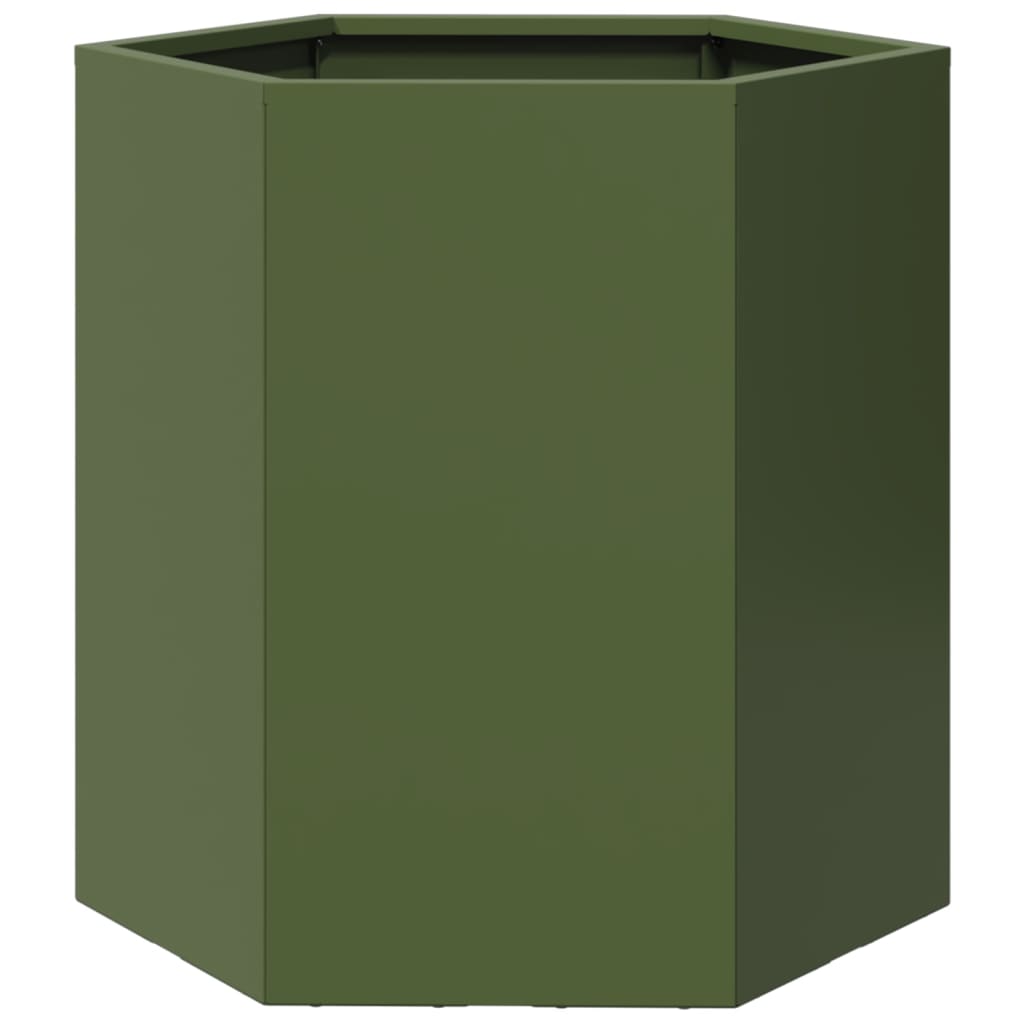 Plantenbakken Zeshoek Staal Olijfgroen 2 46 x 40 x 45 cm Staal/Groen
