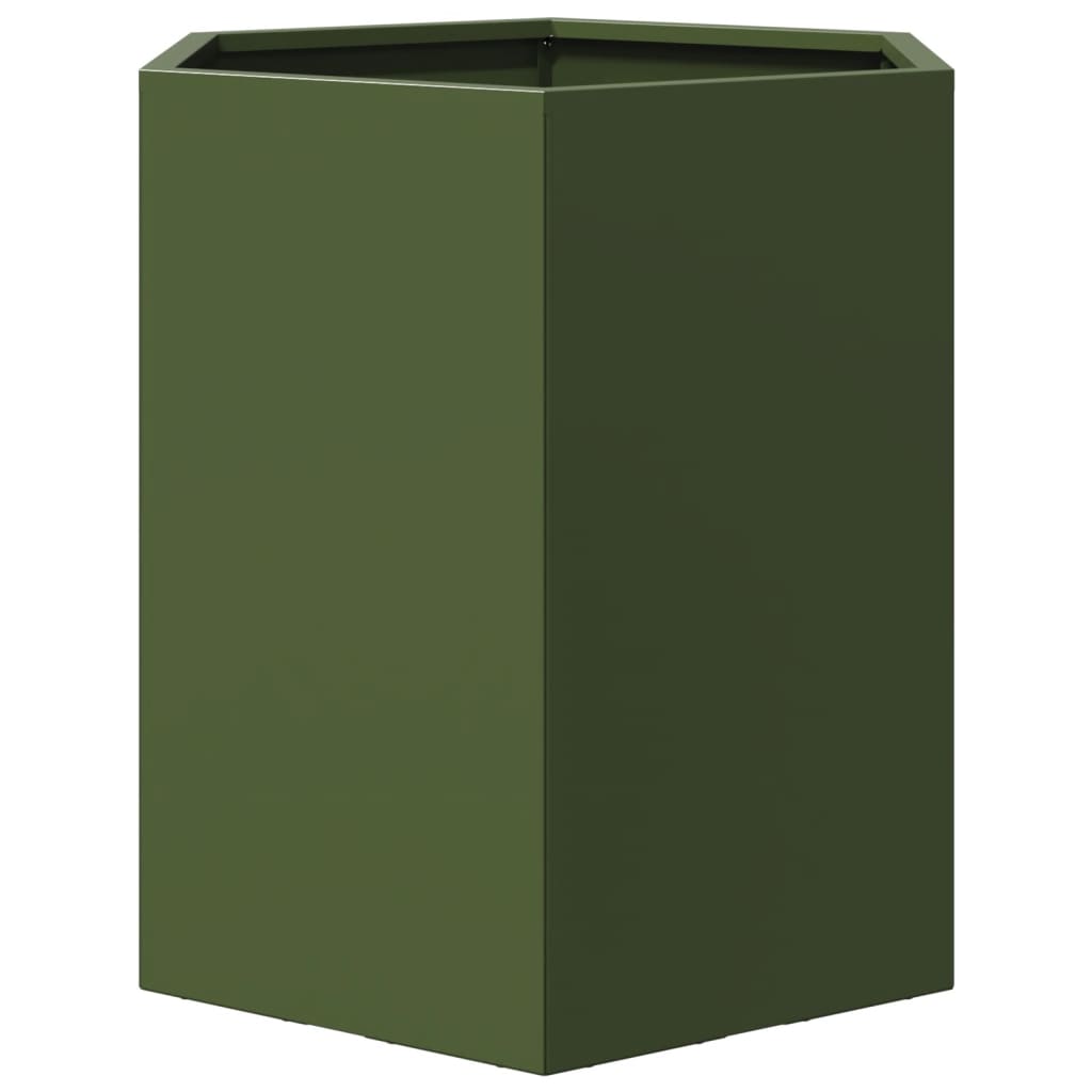 Plantenbakken Zeshoek Staal Olijfgroen 2 46 x 40 x 45 cm Staal/Groen