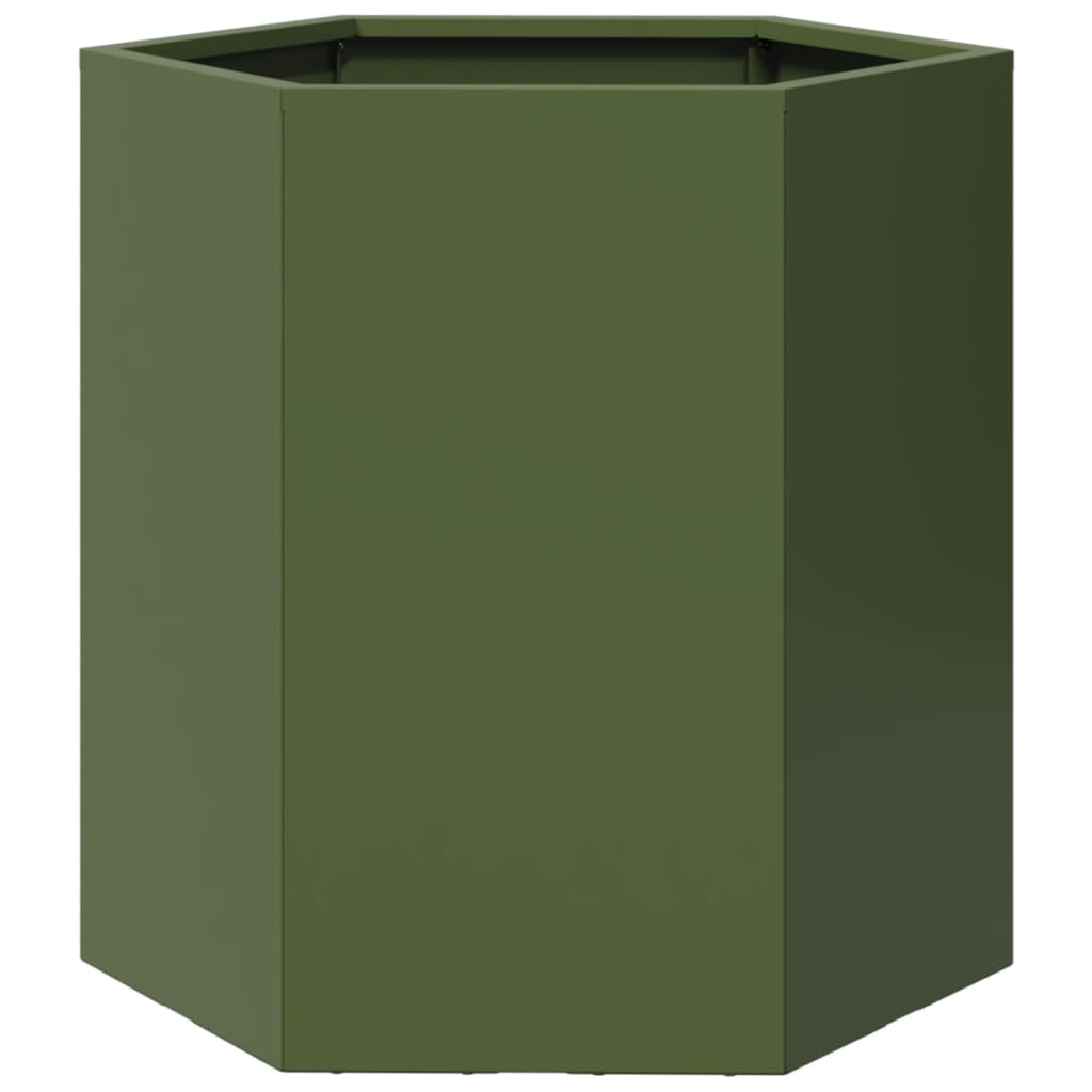 Plantenbakken Zeshoek Staal Olijfgroen 2 46 x 40 x 45 cm Staal/Groen