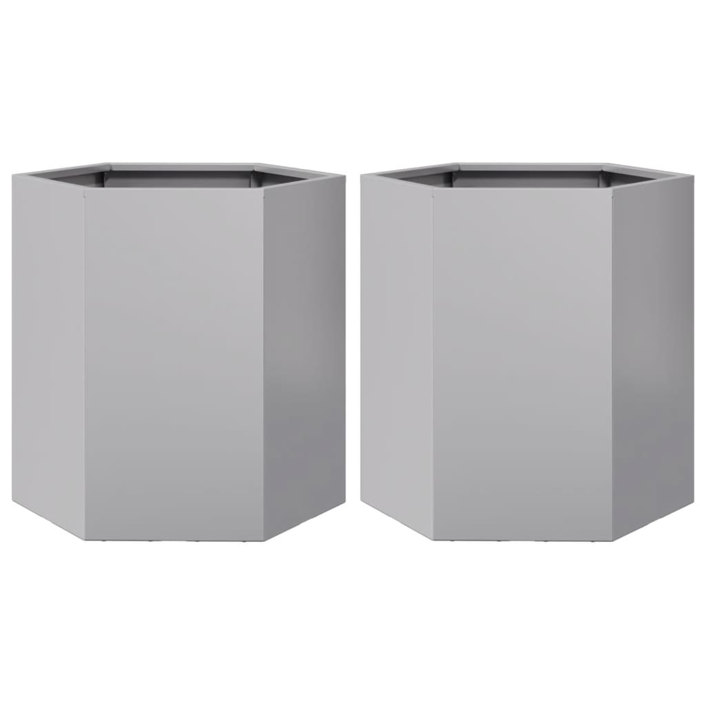 Plantenbakken Zeshoek Gegalvaniseerd Staal 2 46 x 40 x 45 cm Gegalvaniseerd staal/Grijs