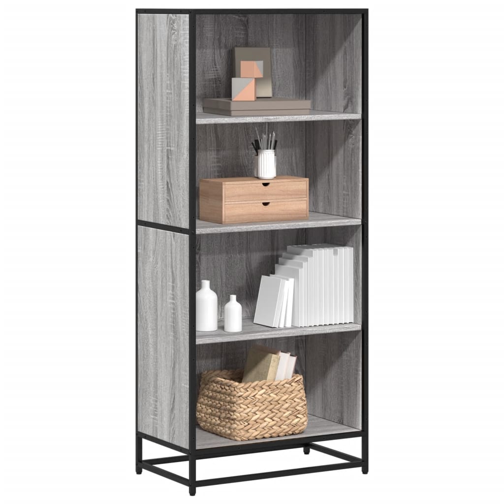 Boekenkast 60x35x139 cm bewerkt hout grijs sonoma eikenkleurig