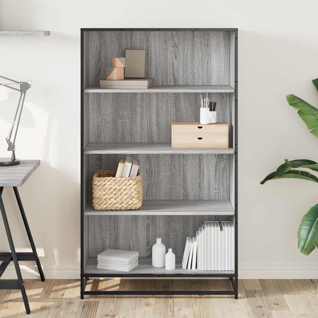 Boekenkast 80,5x35x139 cm bewerkt hout grijs sonoma eikenkleur