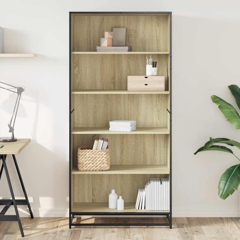 Boekenkast 80,5x35x170,5 cm bewerkt hout sonoma eikenkleurig