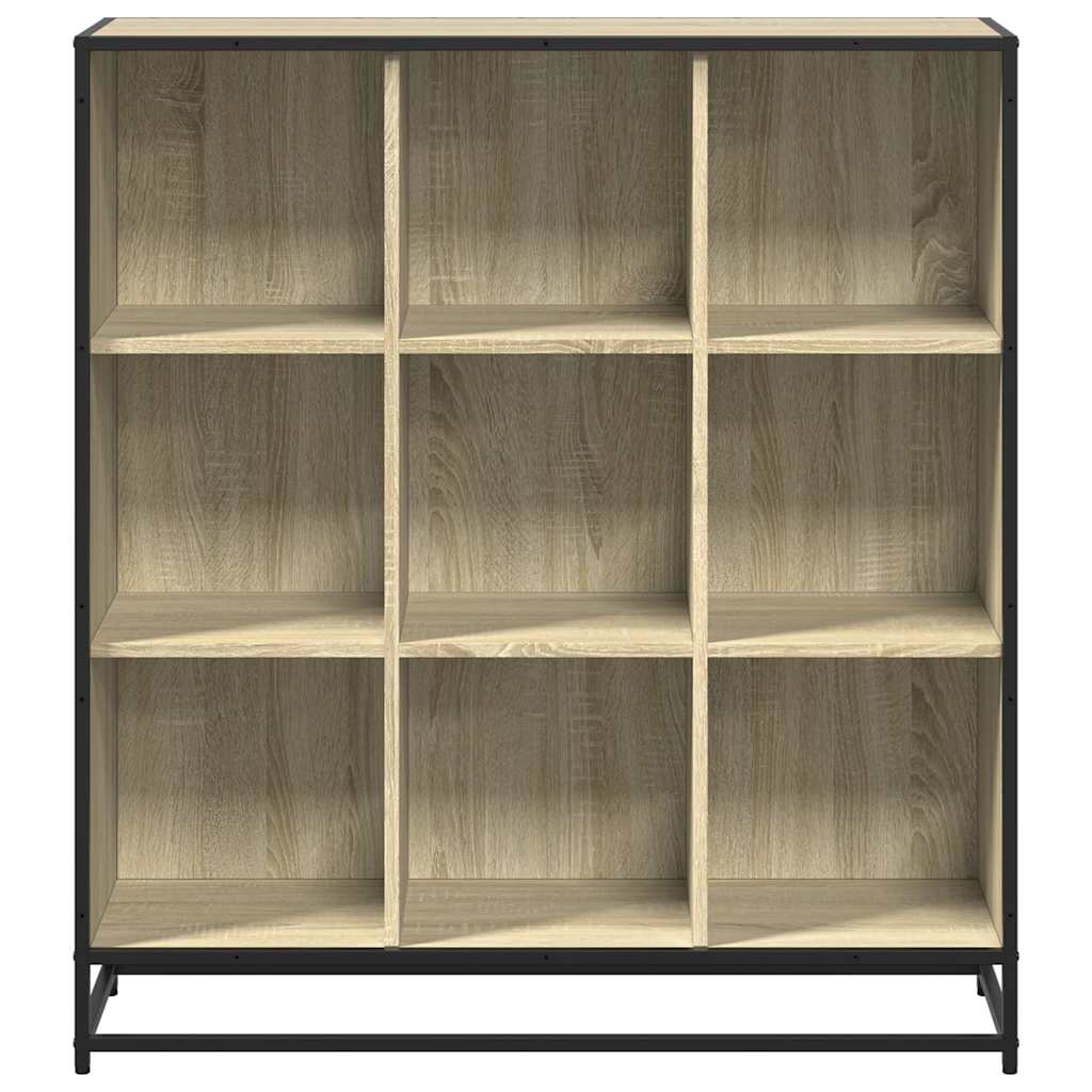 Boekenkast 97,5x33x107,5 cm bewerkt hout en metaal sonoma eiken