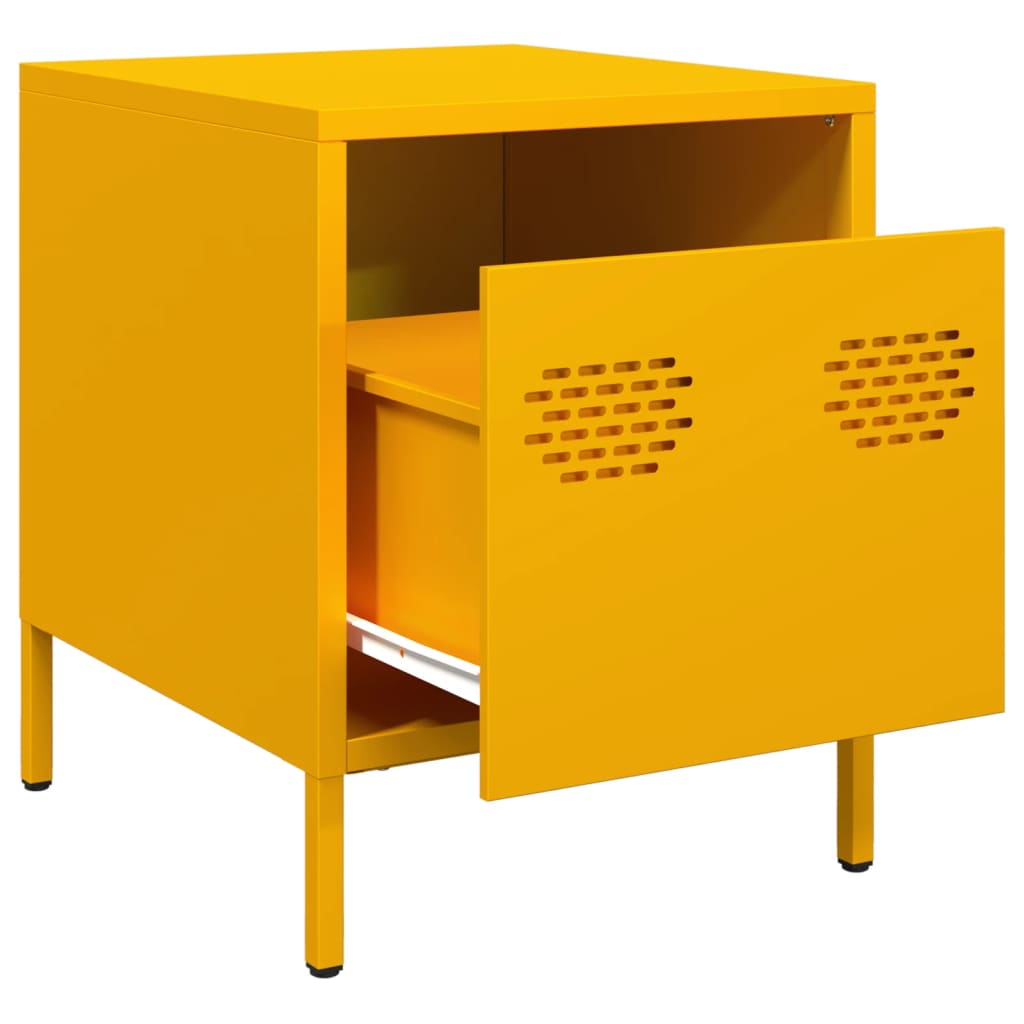 Nachtkastjes 2 st 35x39x43,5 cm staal mosterdgeel