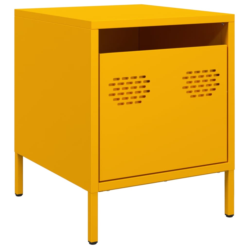 Nachtkastjes 2 st 35x39x43,5 cm staal mosterdgeel