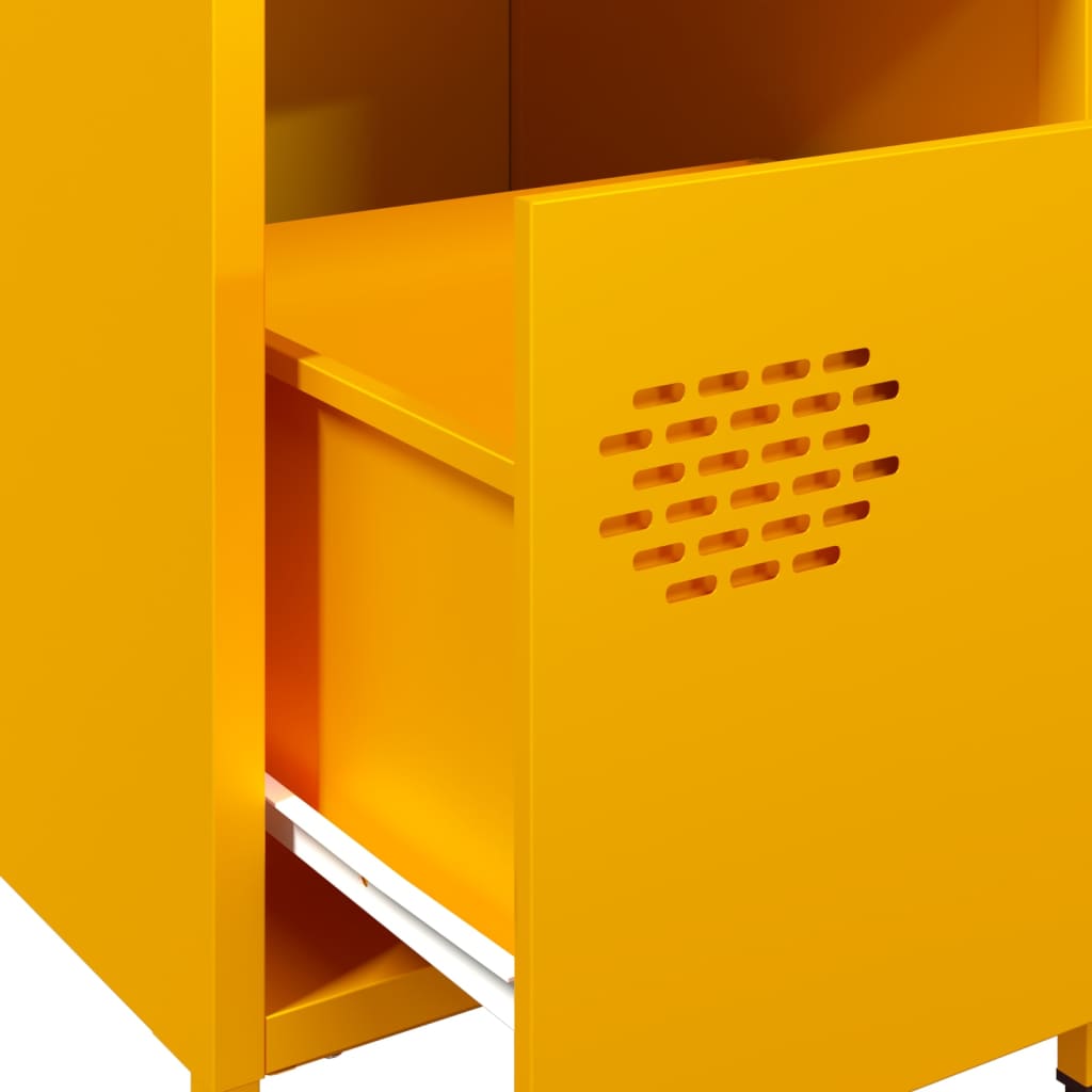 Nachtkastjes 2 st 35x39x43,5 cm staal mosterdgeel