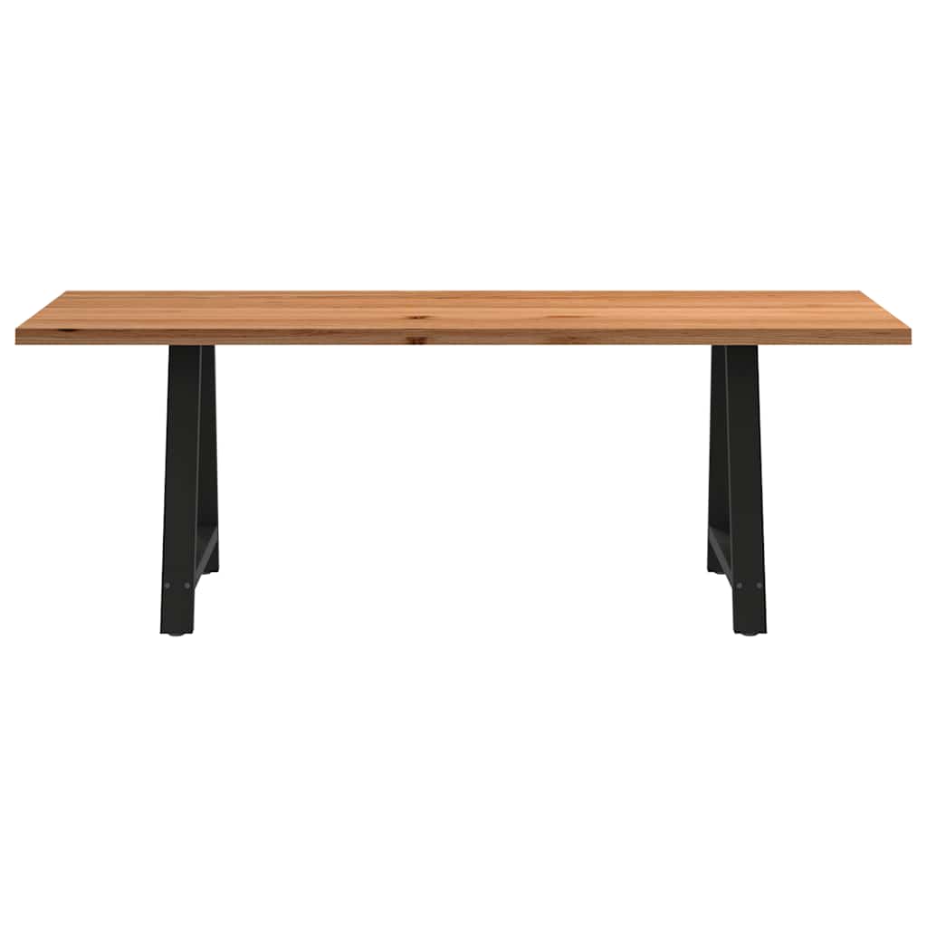 Eettafel rechthoekig 220x80x74 cm massief eikenhout lichtbruin
