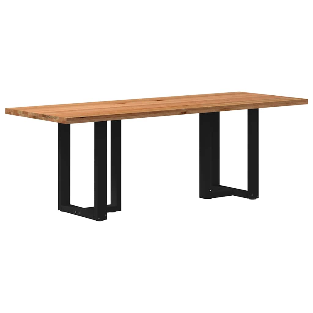 Eettafel rechthoekig 220x80x74 cm massief eikenhout lichtbruin