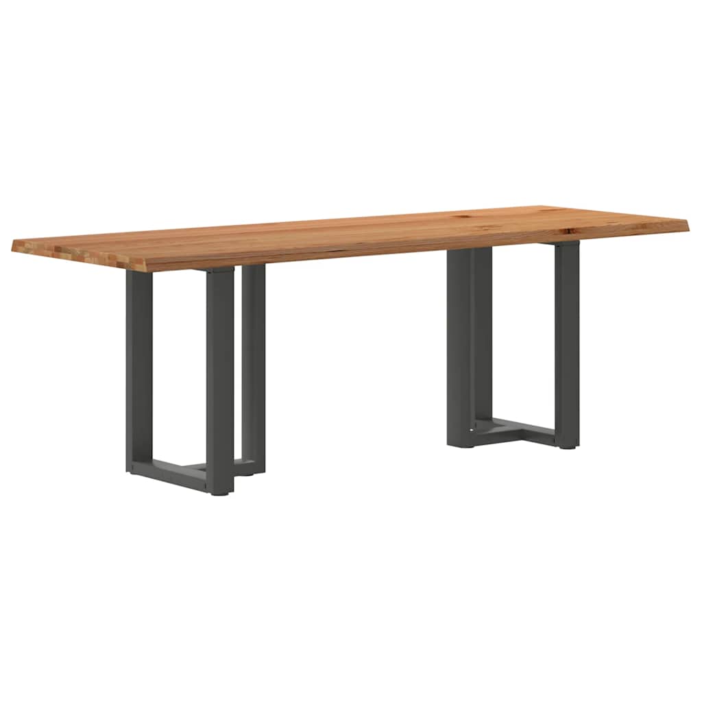 Eettafel met natuurlijke rand 220x80x74 cm massief eikenhout