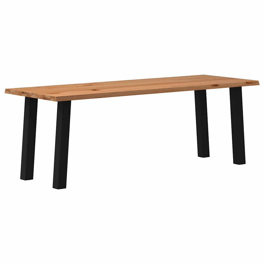 Eettafel met natuurlijke rand 220x80x74 cm massief eikenhout