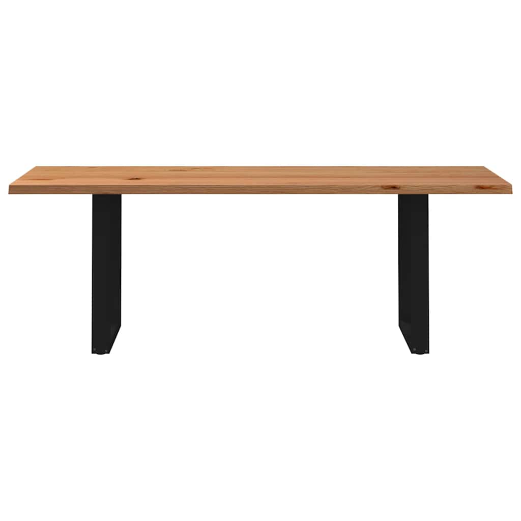 Eettafel met natuurlijke rand 220x80x74 cm massief eikenhout