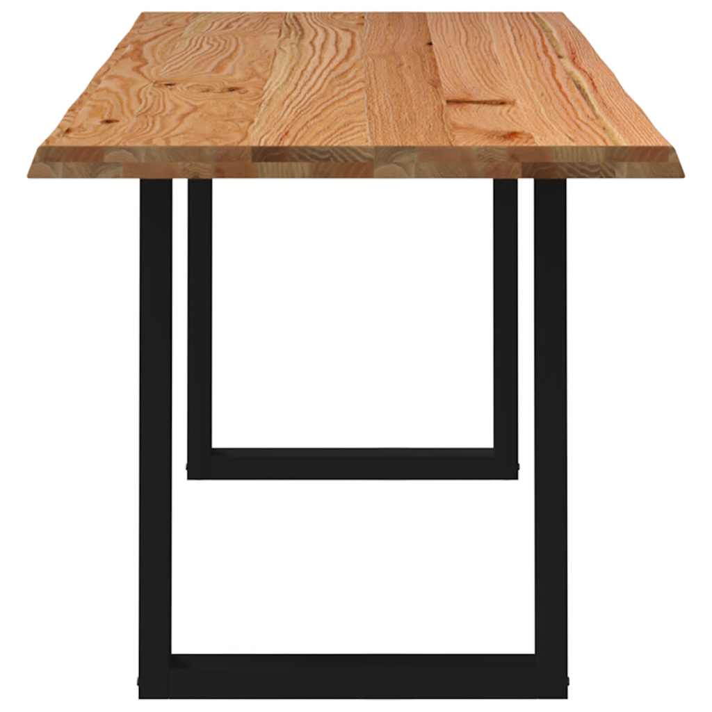 Eettafel met natuurlijke rand 220x80x74 cm massief eikenhout
