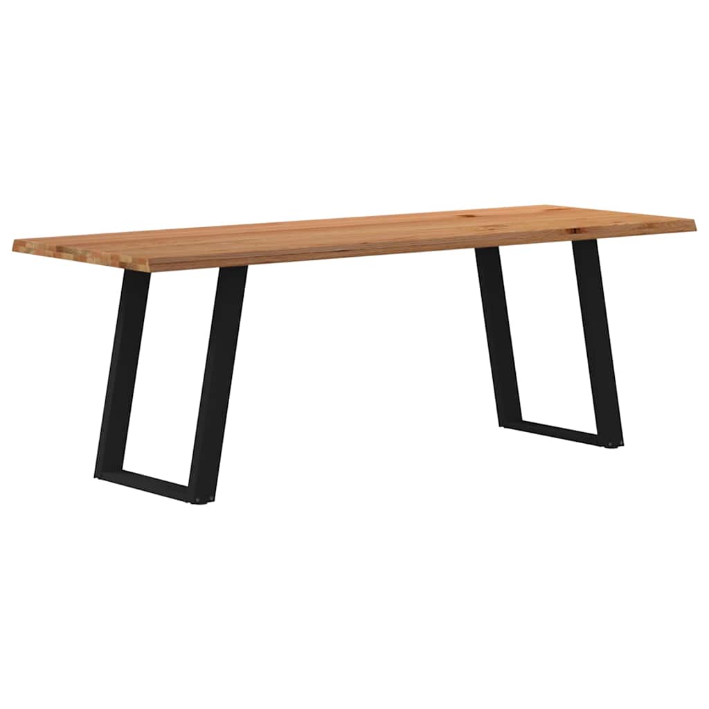 Eettafel met natuurlijke rand 220x80x74 cm massief eikenhout