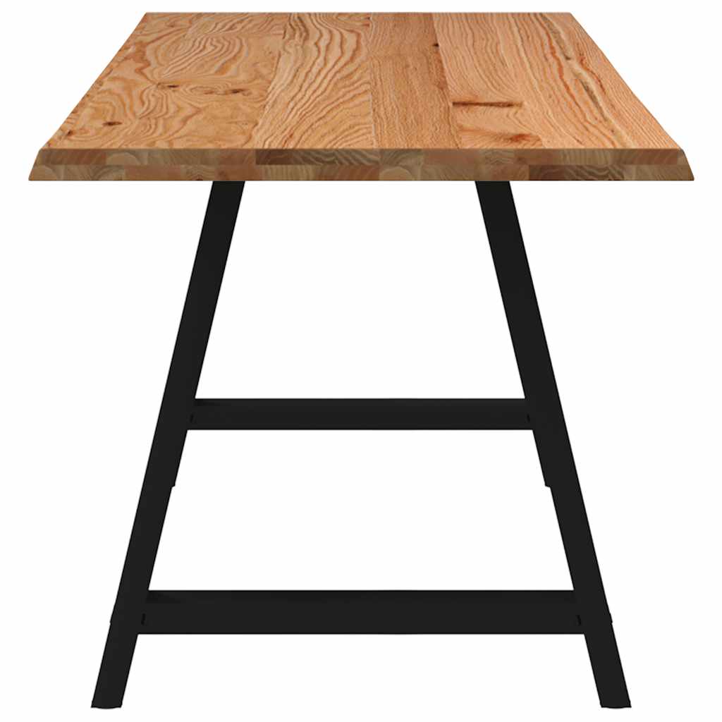 Eettafel met natuurlijke rand 220x80x74 cm massief eikenhout