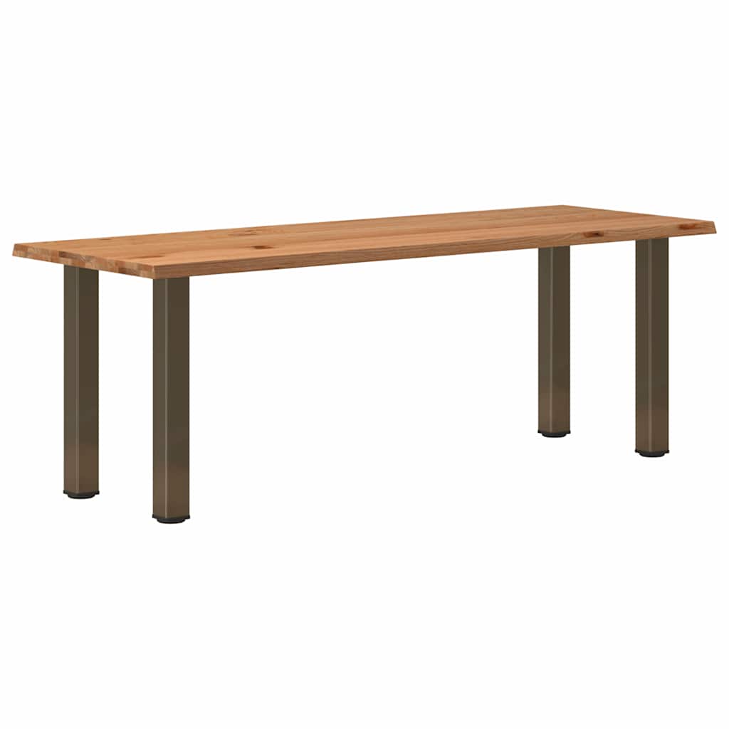 Eettafel met natuurlijke rand 220x80x74 cm massief eikenhout