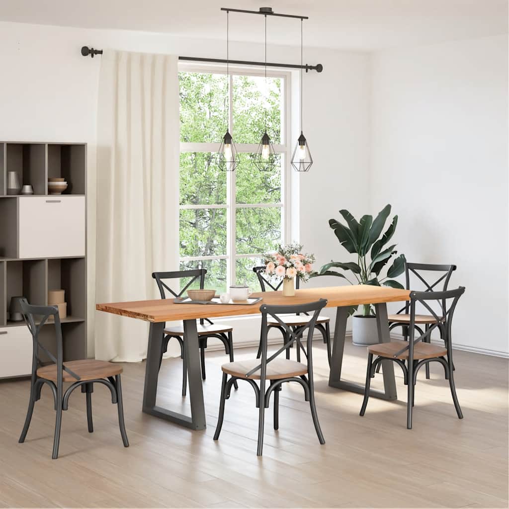 Eettafel rechthoekig 240x80x74 cm massief eikenhout lichtbruin
