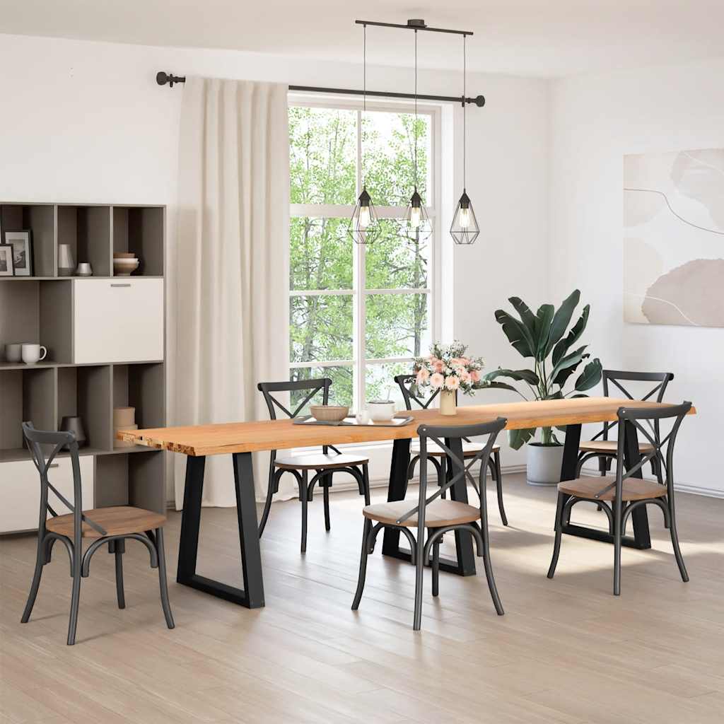 Eettafel met natuurlijke rand 320x80x74 cm massief eikenhout