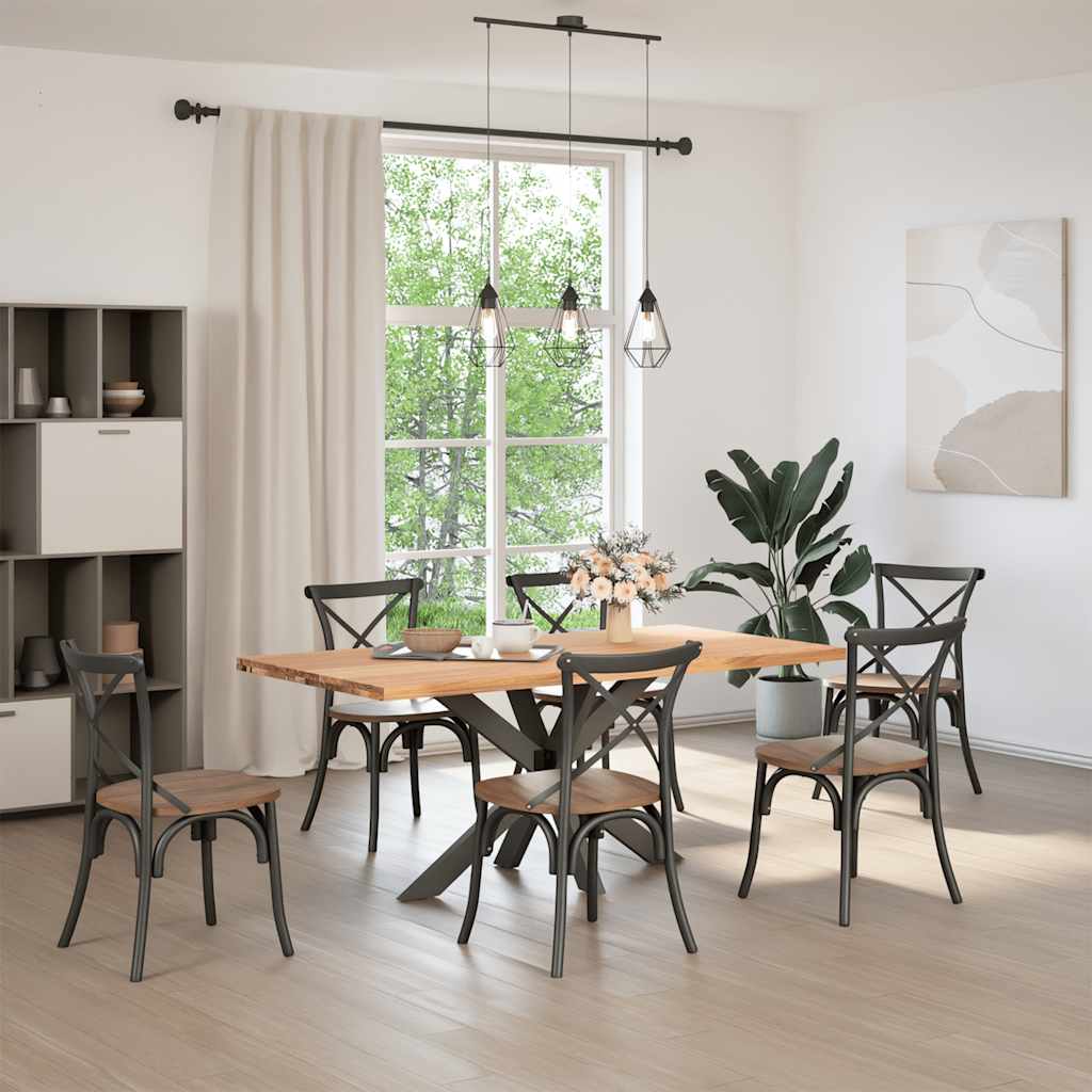 Eettafel rechthoekig 180x90x74 cm massief eikenhout lichtbruin