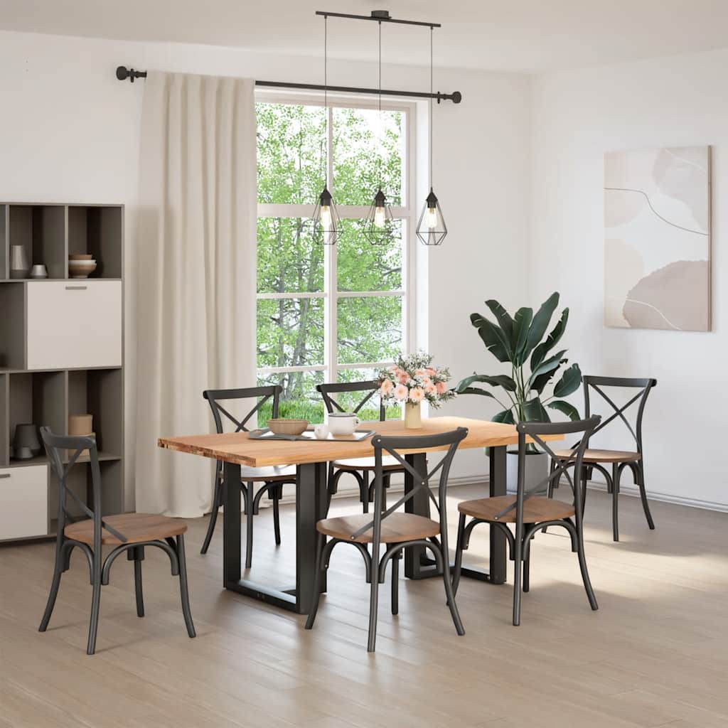 Eettafel rechthoekig 180x90x74 cm massief eikenhout lichtbruin