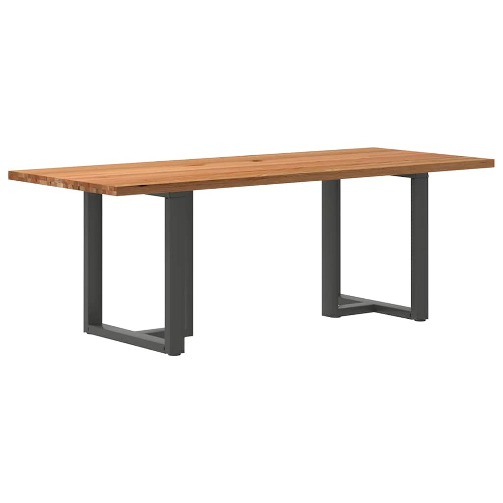 Eettafel rechthoekig 220x90x74 cm massief eikenhout lichtbruin