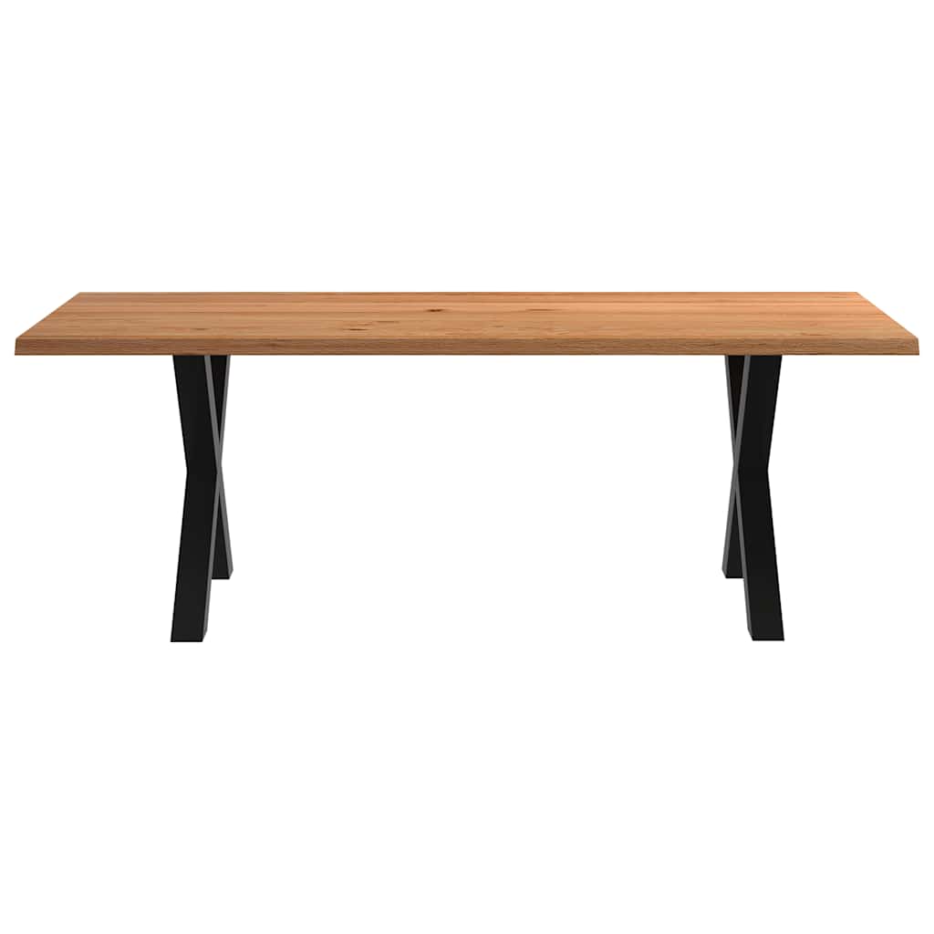 Eettafel met natuurlijke rand 220x100x74 cm massief eikenhout