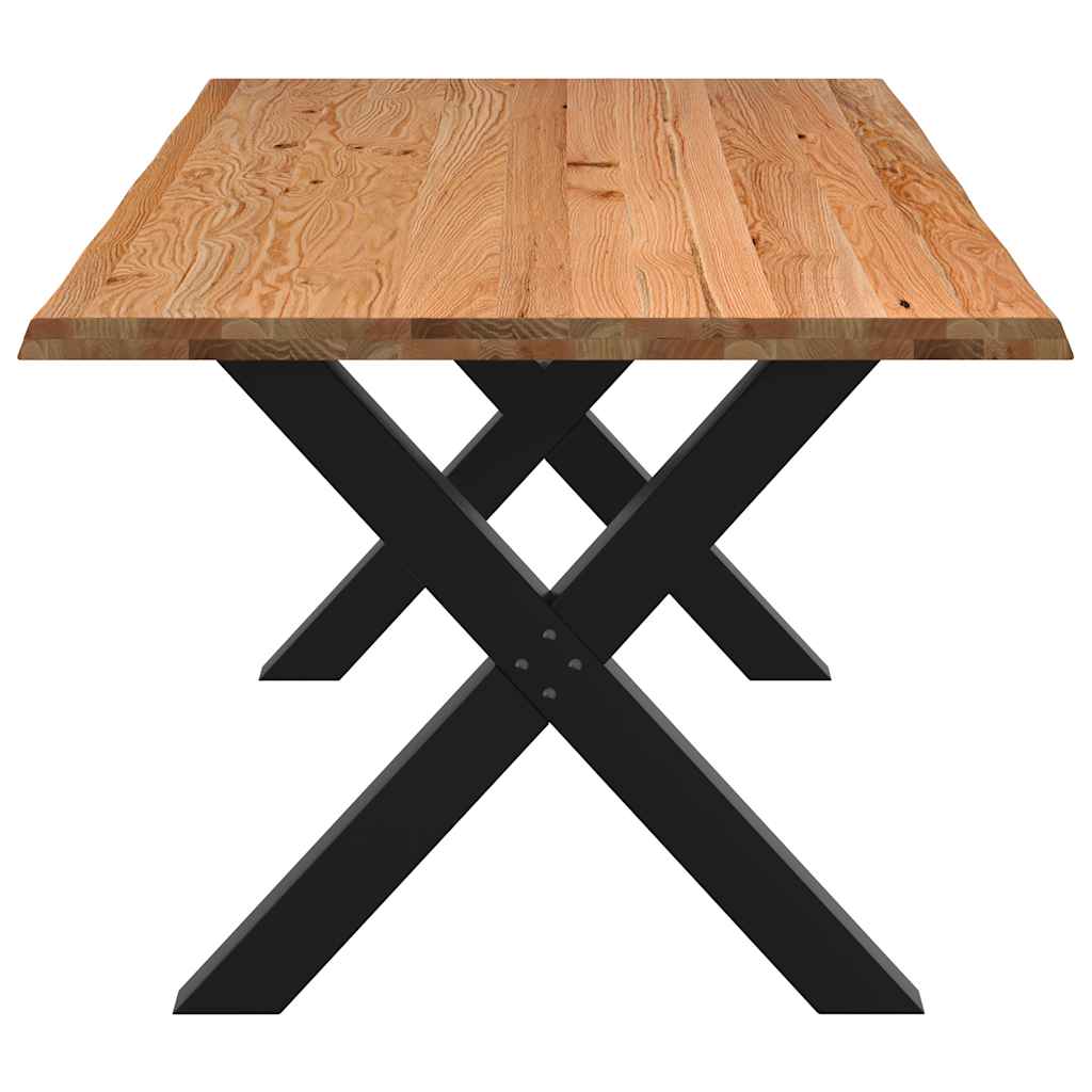 Eettafel met natuurlijke rand 220x100x74 cm massief eikenhout