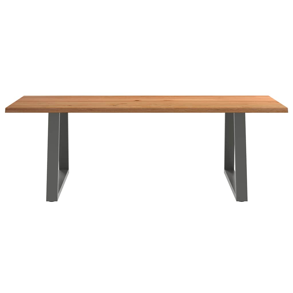 Eettafel met natuurlijke rand 240x100x74 cm massief eikenhout