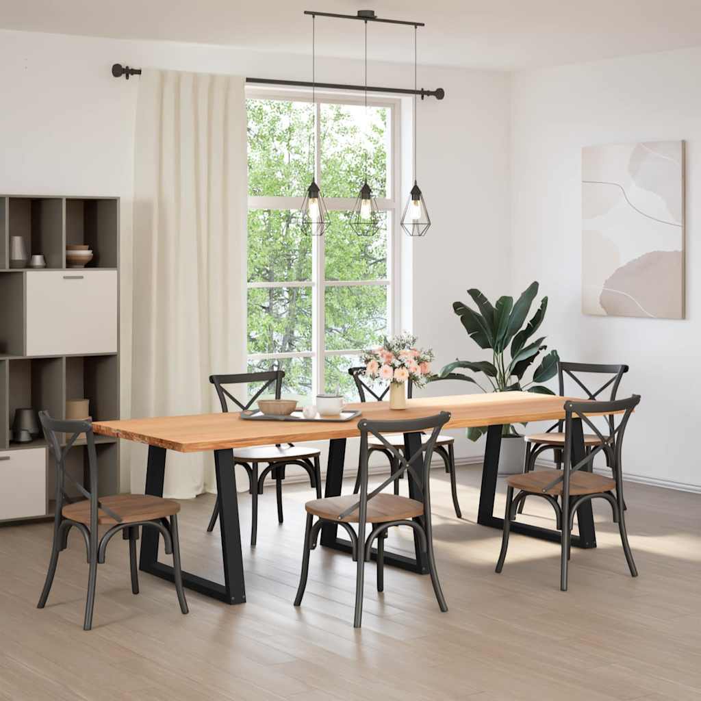 Eettafel met natuurlijke rand 280x100x74 cm massief eikenhout