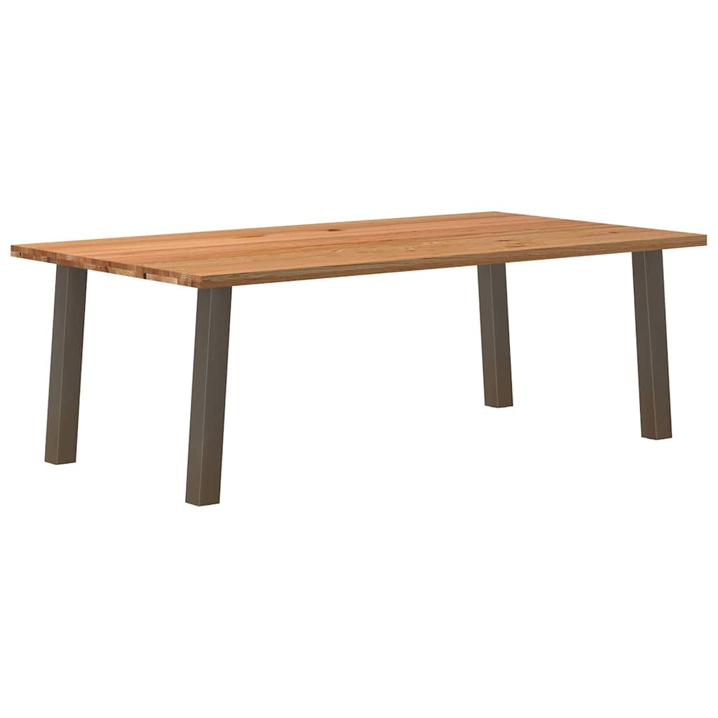 Eettafel rechthoekig 220x120x74 cm massief eikenhout lichtbruin