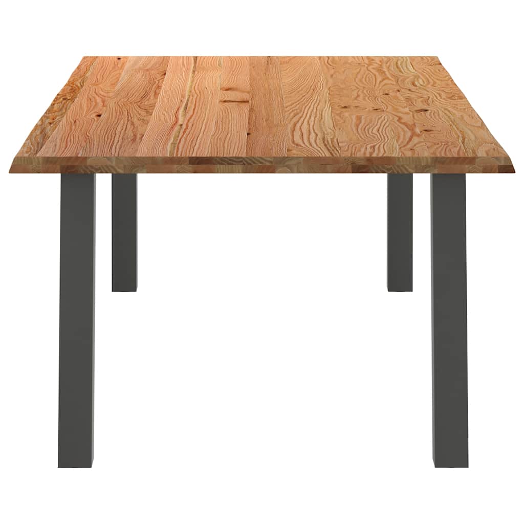 Eettafel met natuurlijke rand 220x120x74 cm massief eikenhout