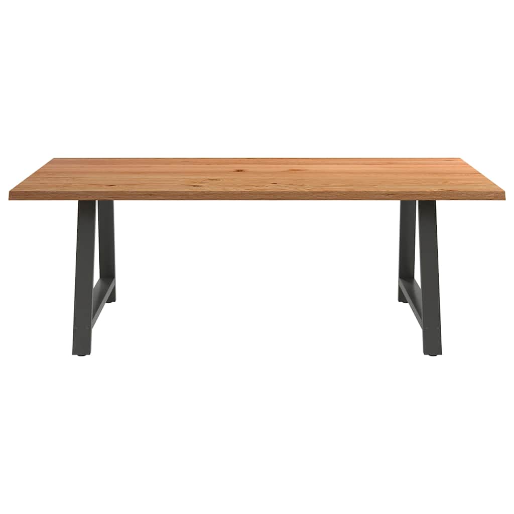 Eettafel met natuurlijke rand 220x120x74 cm massief eikenhout