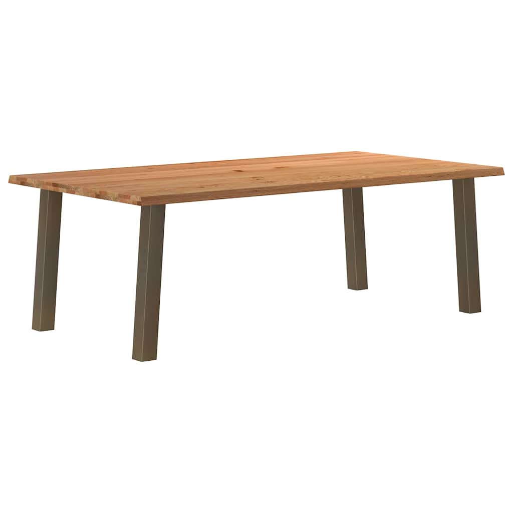 Eettafel met natuurlijke rand 220x120x74 cm massief eikenhout