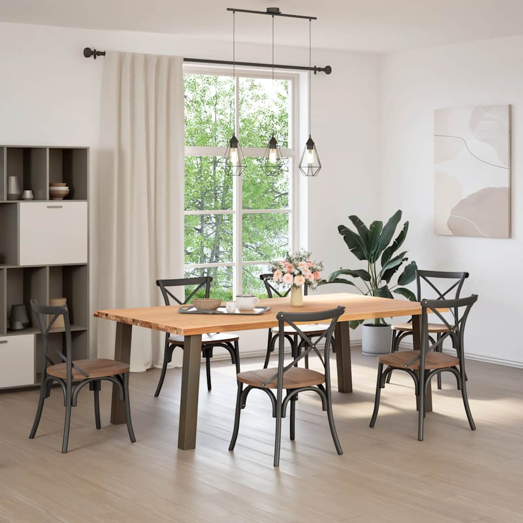 Eettafel met natuurlijke rand 220x120x74 cm massief eikenhout