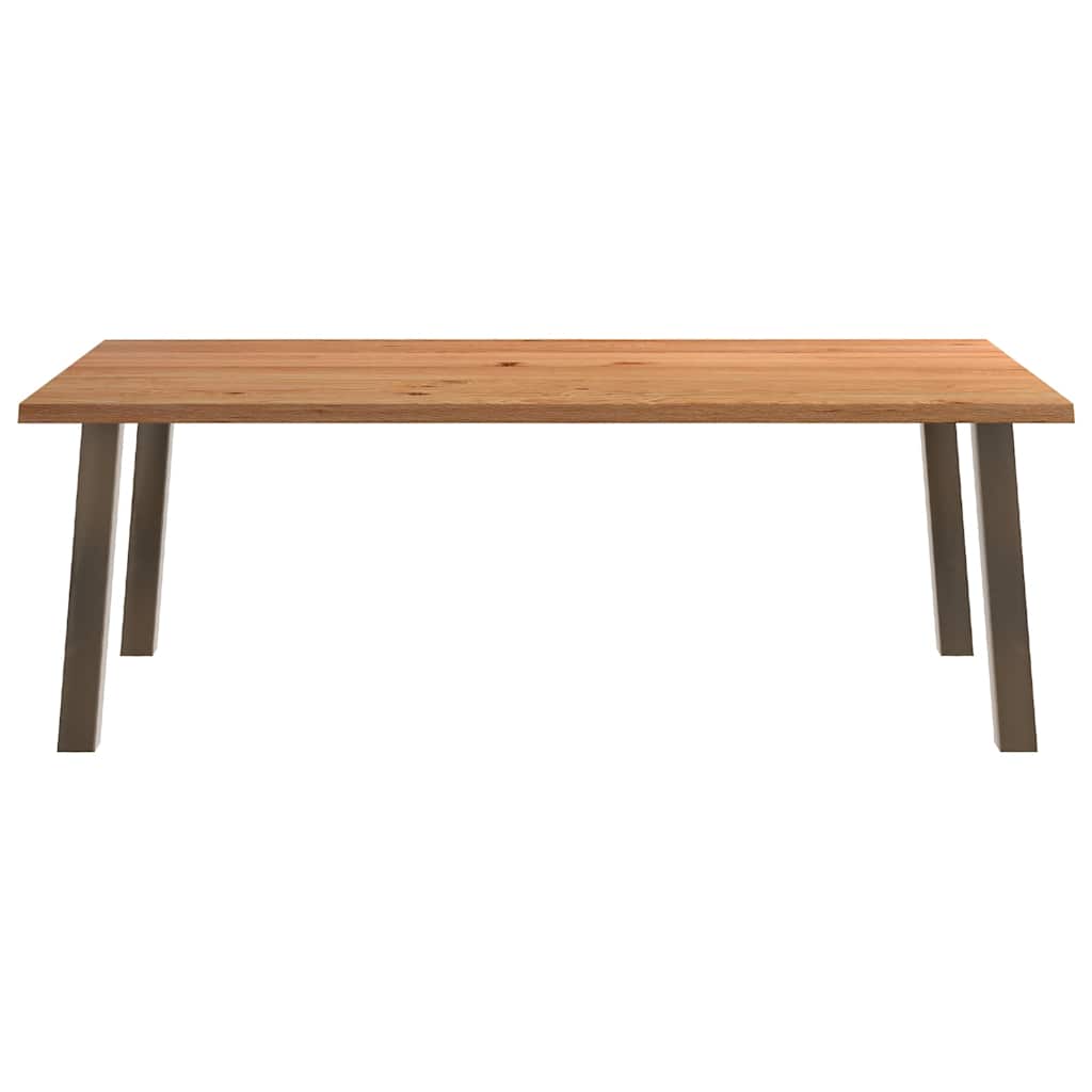 Eettafel met natuurlijke rand 220x120x74 cm massief eikenhout