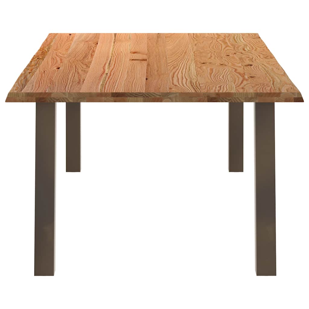 Eettafel met natuurlijke rand 220x120x74 cm massief eikenhout