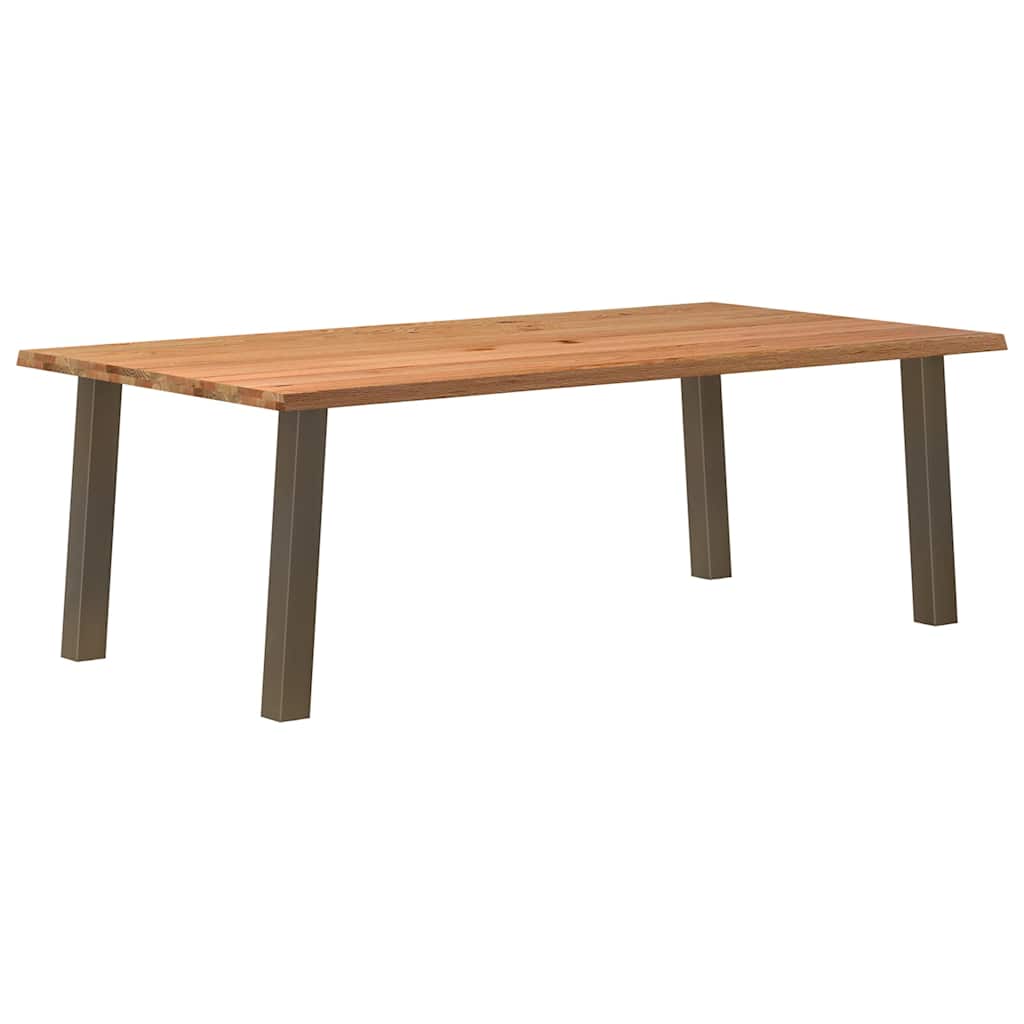 Eettafel met natuurlijke rand 220x120x74 cm massief eikenhout