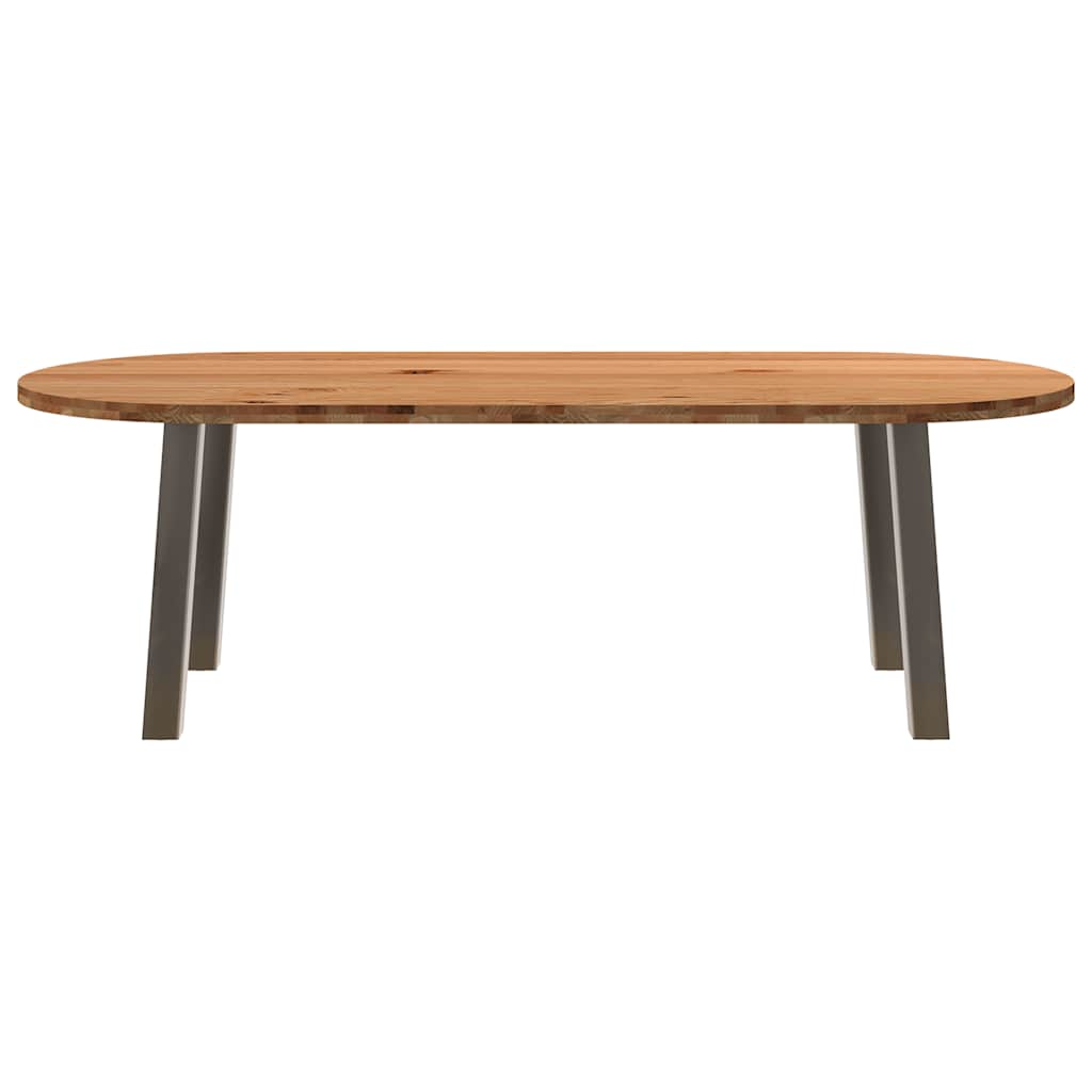 Eettafel 240x100x74 cm ovaal massief eikenhout lichtbruin