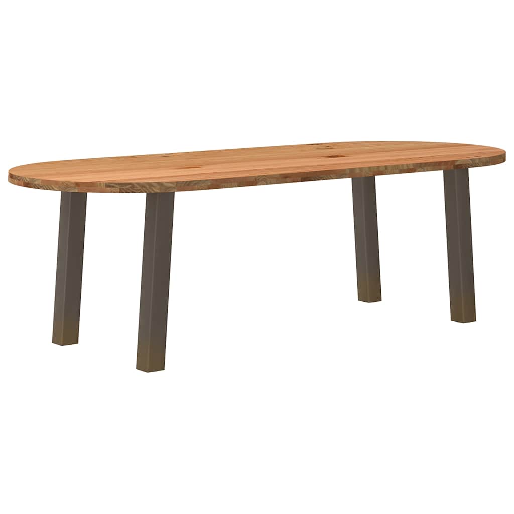 Eettafel 240x100x74 cm ovaal massief eikenhout lichtbruin